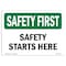 Signmission OSHA Sign, Starts Here, 18in X 12in Rigid Plastic, 12" W, 18" L, Landscape, OS-SF-P-1218-L-10876 OS-SF-P-1218-L-10876 - alternate 1